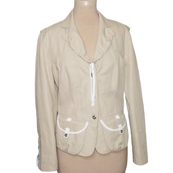 MARCCAIN Beige Linen Blend Blazer/Jacket Size 6 - US 14 - Picture 2 of 11